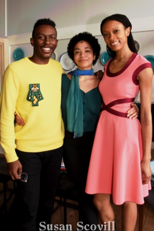 5. Stirling Perry and Shai Harris chatted with Courtney Pilgreen who was wearing a dress from the Paula Hian Collection.