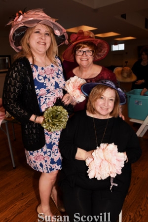 6. Hat-making team Beatrice Majka, Lois Reynolds and Zelda Brafman paused for a photo at the event.