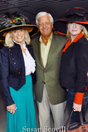 10. Betsy Demarino and Cheryl Lamoreux chatted with Devon Horse Show Chairman Wayne Grafton during a country cocktail reception held following the Hat Contest.