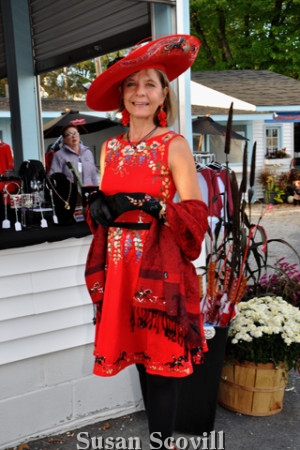 8. Frederica Poulain came wearing her Dressage at Devon Hat Contest attire!