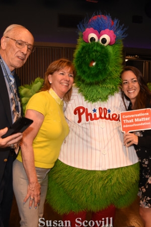 Pictured taking a picture with the Phillie Phanatic