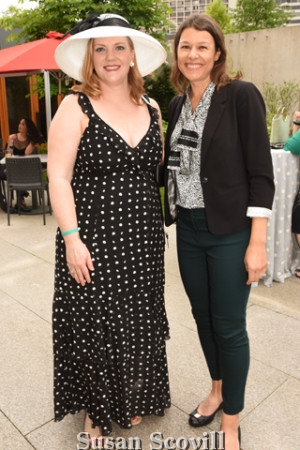 2. Nancy Ahlum chatted with Emily Goldsleger during the garden reception.