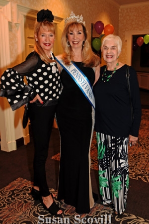 2. Sandy Louderback and Sandra Maxwell welcomed Mrs. Pennsylvania Phyllis Gambone ( center) to the event .