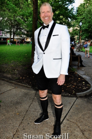 9. The event theme was black and white! David Kietrys modeled his black and white ensemble!