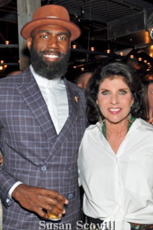 13. Malcolm Jenkins chatted with Wall Ball co- chair Margelle Liss.