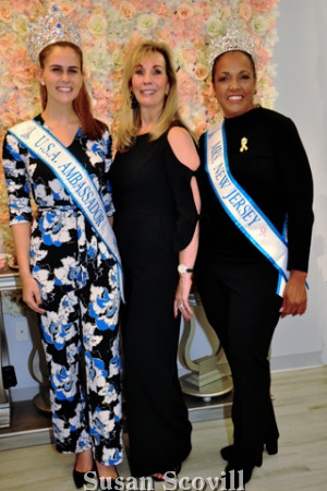 10. Julia Minakowski wearing her Miss U.S.A. Ambassador sash, and Miriam Silva wearing the Mrs. New Jersey sash paused for a photo with Phyllis Gambone who is the current Ms. America.