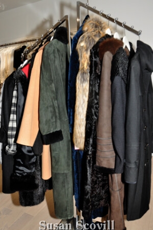 each group! These coats of many colors and design are for sale at the consignment boutique.