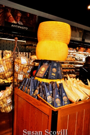 a huge piece of cheese was on display