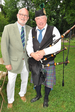 11. St. Andrews Society Past president Ken Leith chatted with Pipe Major Dr. William Watson during the Royal Garden Party. The event was the E-SU's annual celebration of Her Majesty Queen Elizabeth II's birthday.