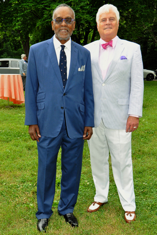 5. Honorary British Consul Oliver St. Clair Franklin (left) paused for a photo with E-SU president Frank O'Donnell. Mr. St. Clair Franklin spoke about the loss of Prince Philip and the Prince's relevance to the British Monarchy.