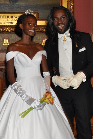 2. Debutante Presenter Nafeeah Cannady shared a moment with Masonic Officer David Alexander Jenkins during the event.