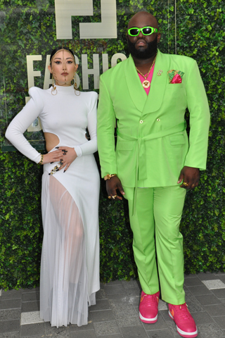 2. PFW presenter Alumi Perry and Ramillionaire Carr welcomed the crowd to the Wednesday Fashion Show.