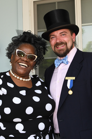 19. Ramona Mercer, founder of Aunt Verlea's Pound Cake Experience, chatted with Young Devonaire Committee chair Tim Zepko after the luncheon at the Devon Club