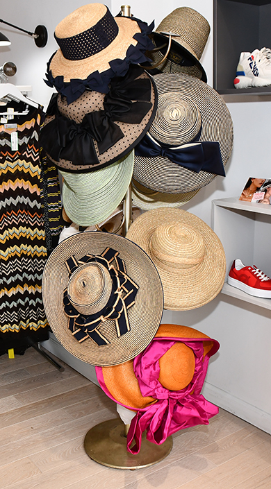 2. Kokin's chapeau's greeted customers as they arrived for the trunk show