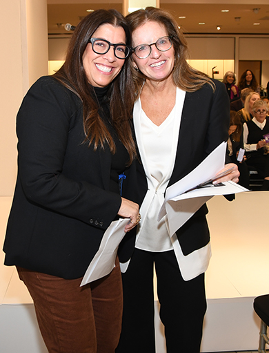 Christy Brecher and Our Closet founder Jill Aschkenasy got ready for the fashiojn presentationj