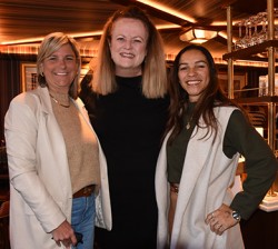 Suzy and her networking guests enjoy brunch at the Triple Crown Restaurant